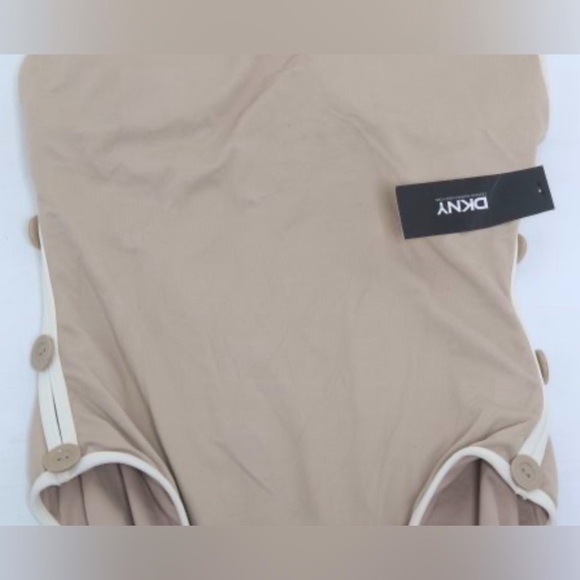 NWT DKNY Tan Side Button One Piece Swimsuit - Sz 12 / L - Picture 3 of 9